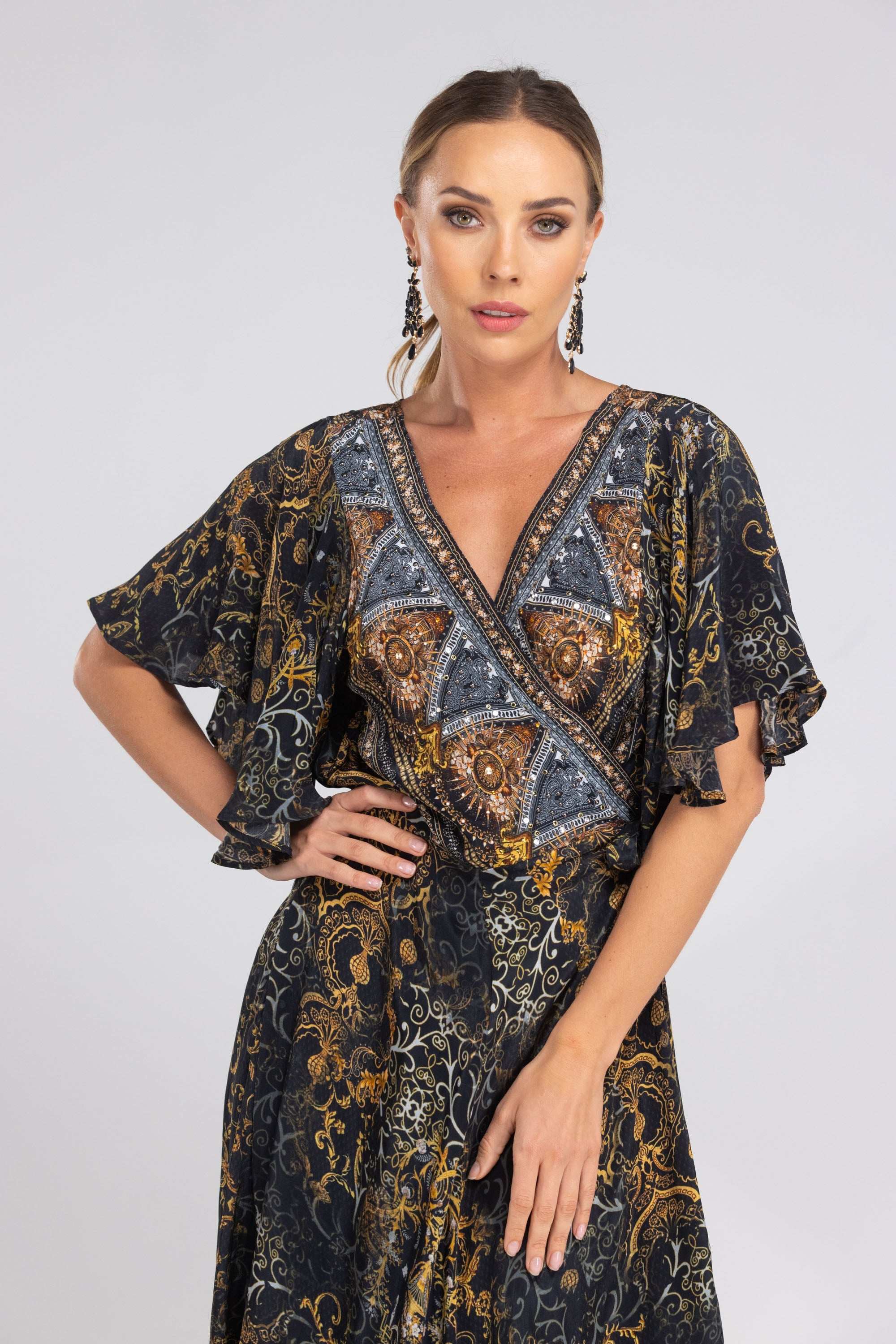 VALLETTA - WRAP DRESS WITH SHORT SLEEVE - TheSwankStore