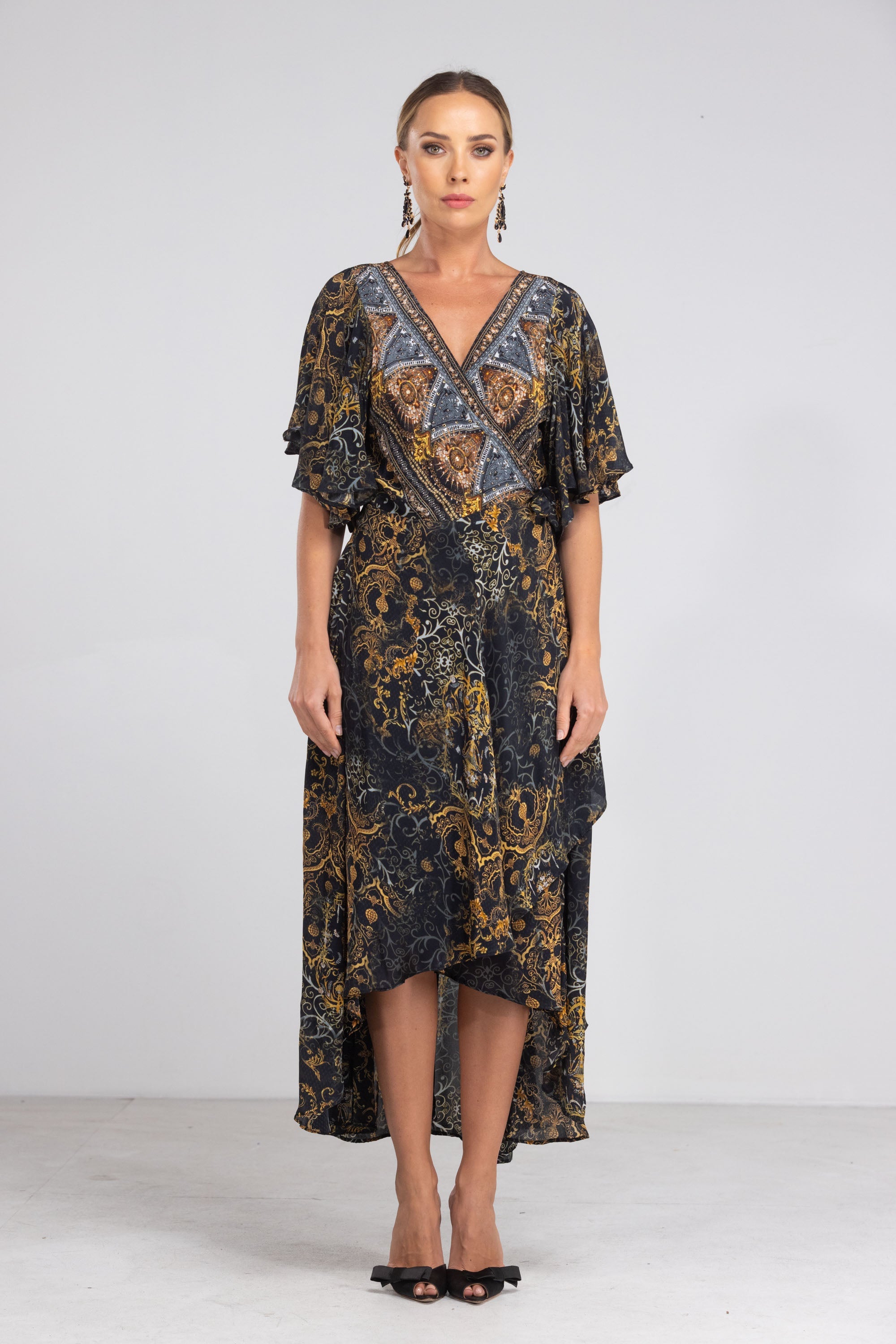 VALLETTA - WRAP DRESS WITH SHORT SLEEVE - TheSwankStore