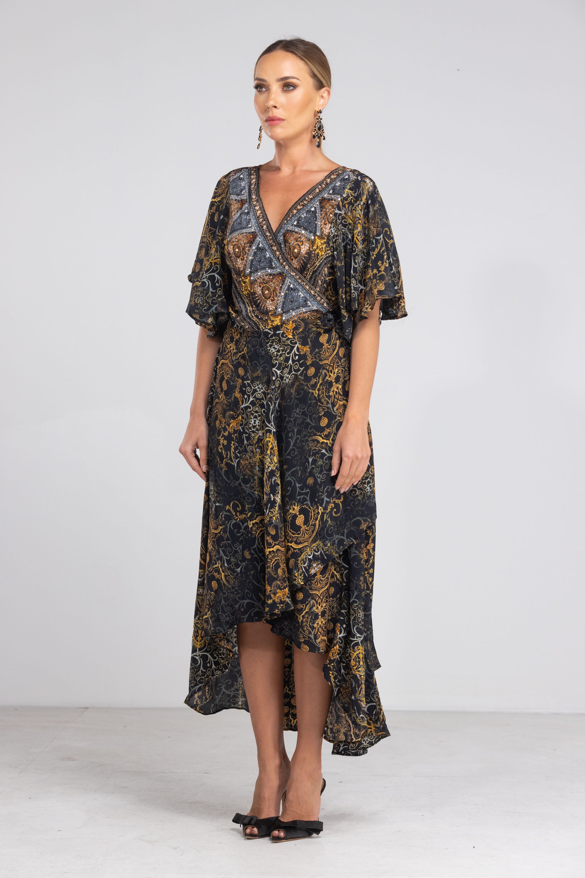 VALLETTA - WRAP DRESS WITH SHORT SLEEVE - TheSwankStore