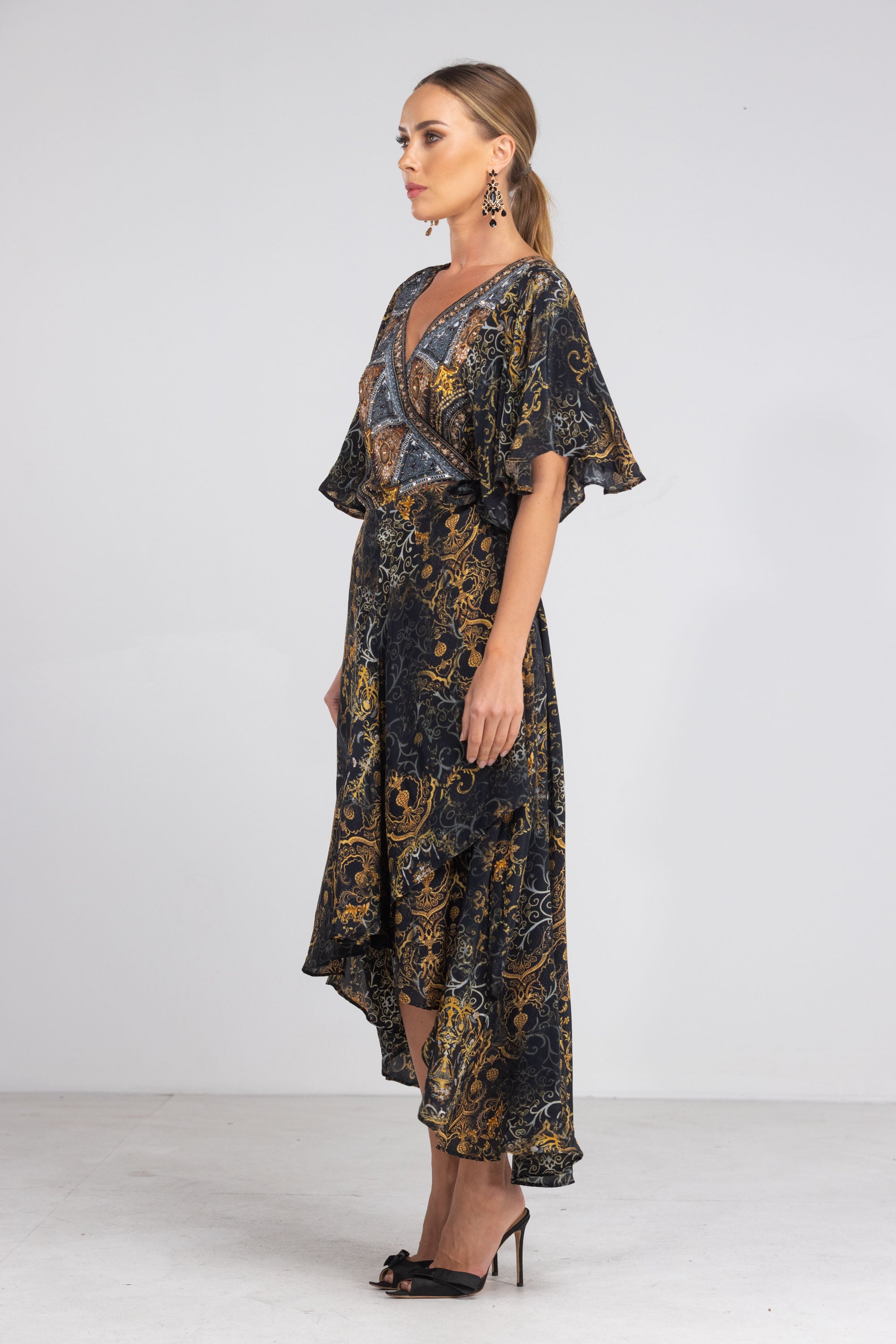 VALLETTA - WRAP DRESS WITH SHORT SLEEVE - TheSwankStore