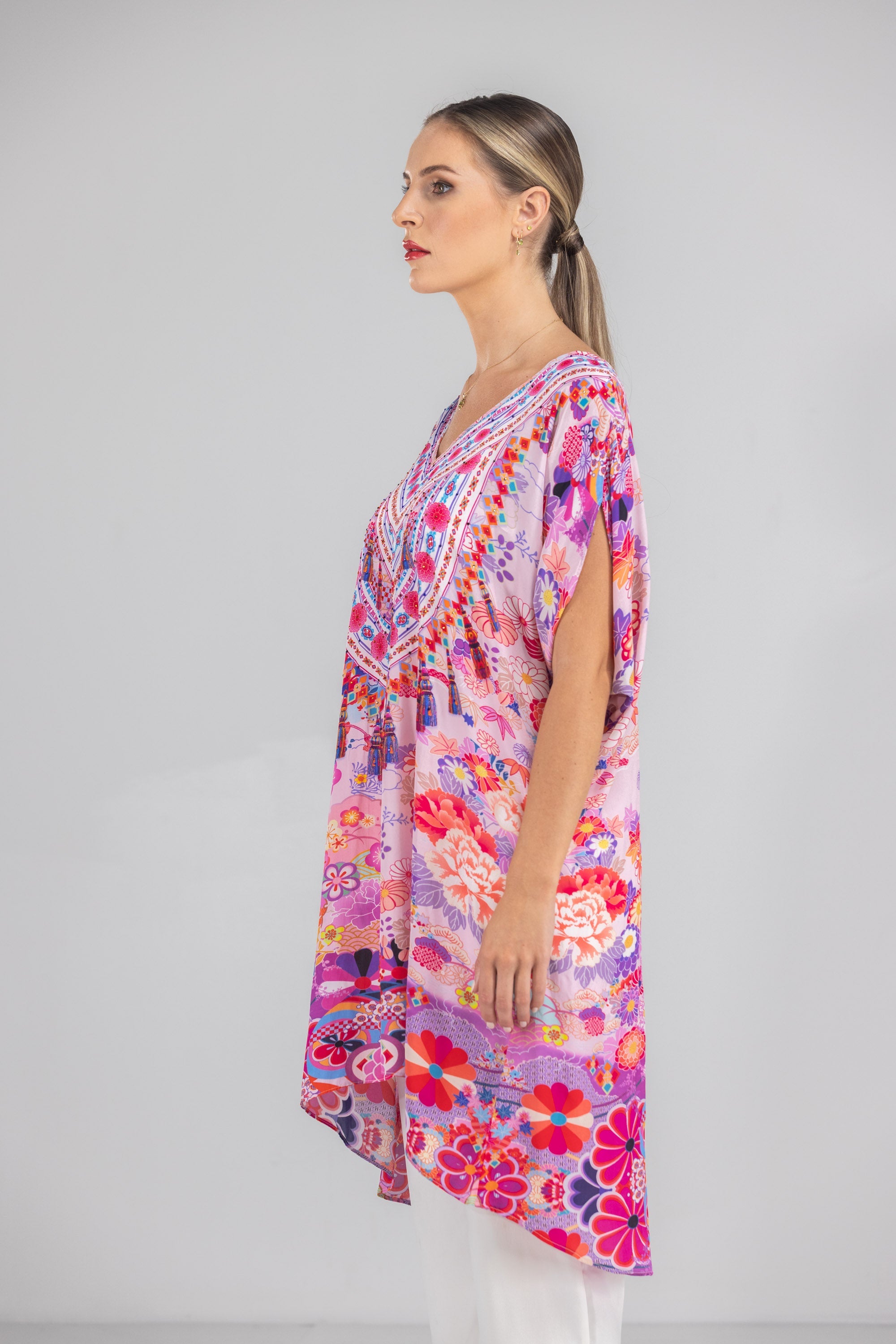 CHERRY BLOSSOM -  Kaftan Tunic (Longer Style) - TheSwankStore