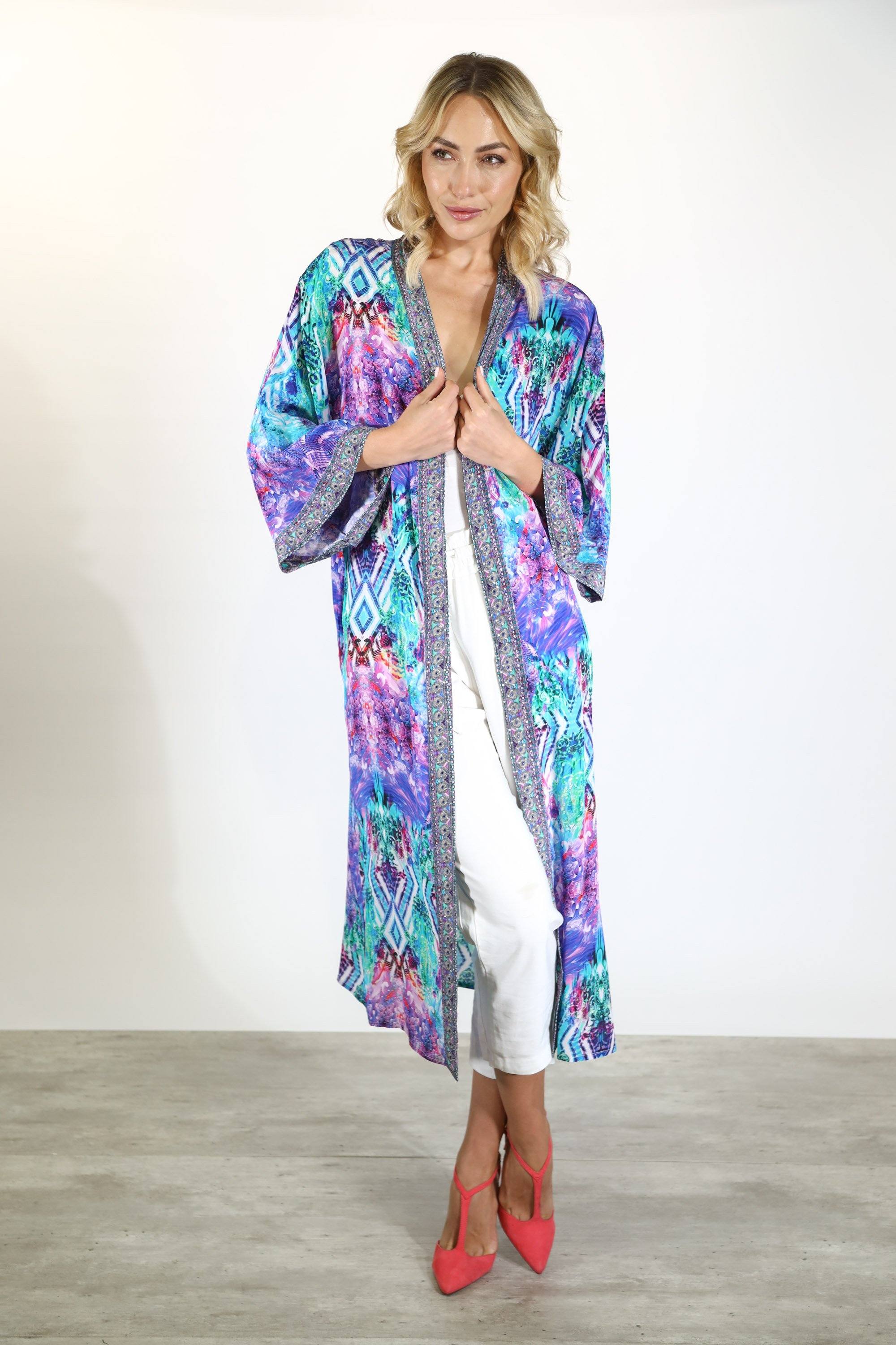 INDIGO SUMMER - KIMONO SHRUG (LONG) - TheSwankStore