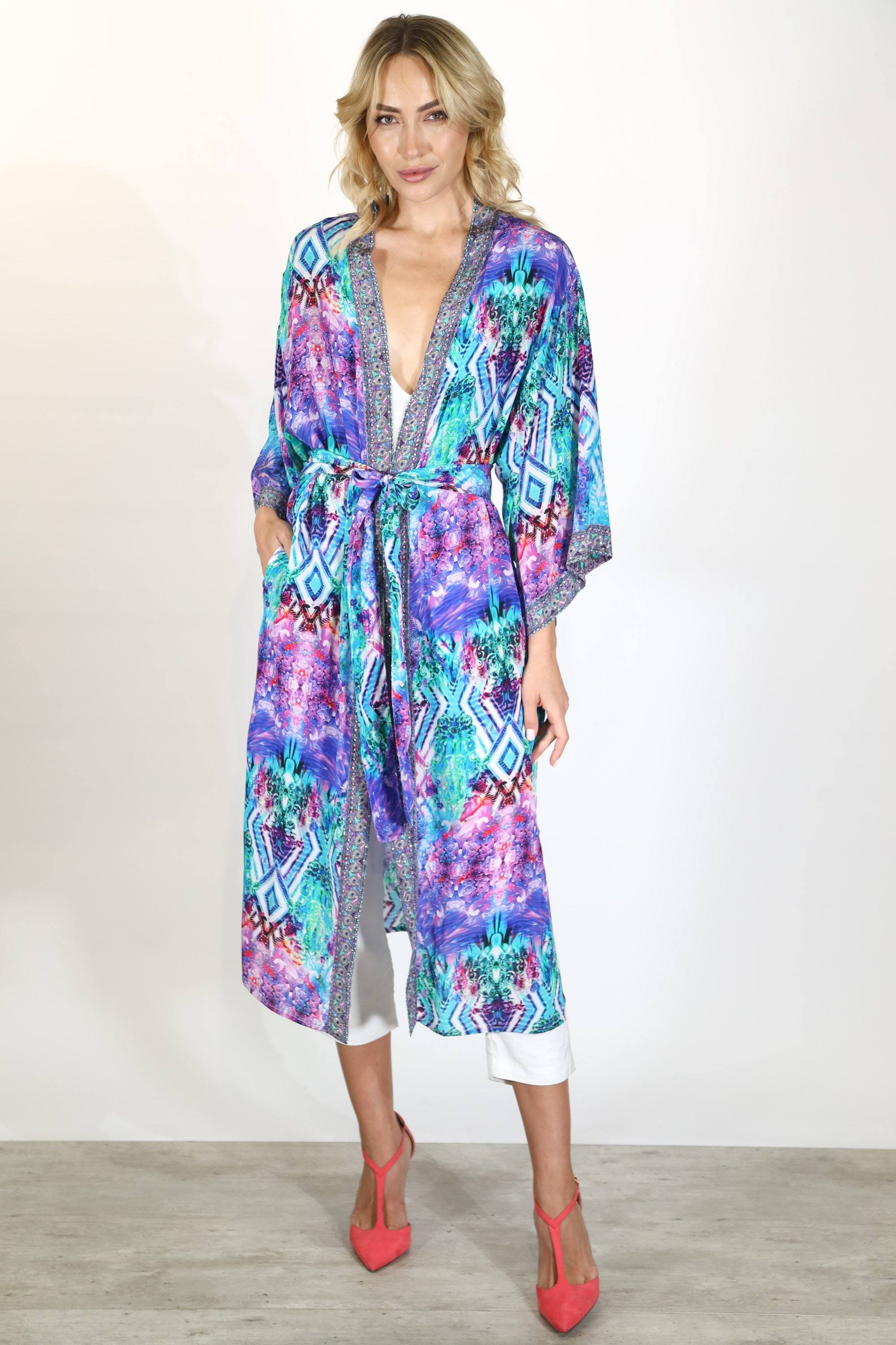 INDIGO SUMMER - KIMONO SHRUG (LONG) - TheSwankStore