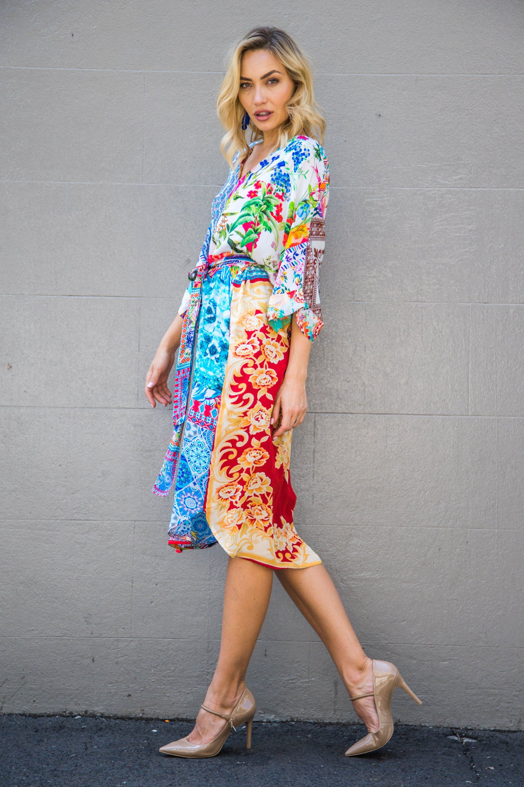 DAMASCUS - MIDI DRESS WITH SHORT SLEEVE - TheSwankStore
