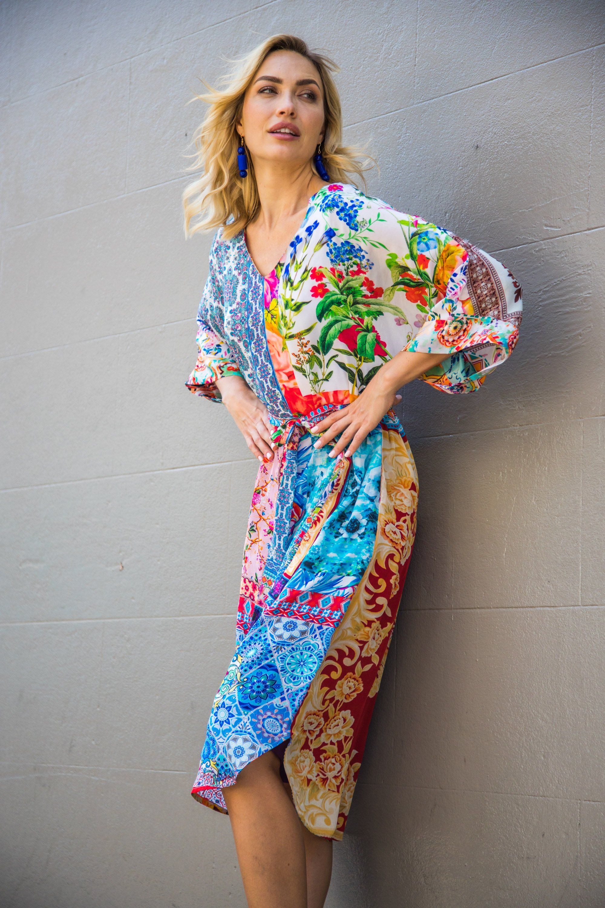 DAMASCUS - MIDI DRESS WITH SHORT SLEEVE - TheSwankStore