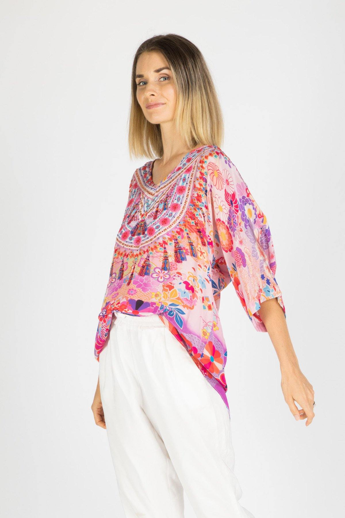 CHERRY BLOSSOM - KAFTAN TOP (Shorter Style) - TheSwankStore